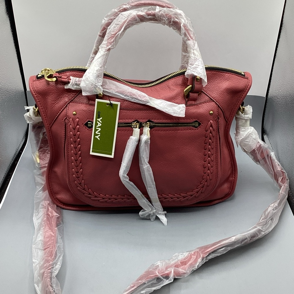 orYANY Pebbles Leather Sarah Satchel Bag Braided Tassel Crossbody Tote Dark Pink - Picture 3 of 8